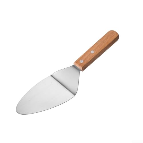Mixabloem Spatule à pizza en métal avec poignée en bois massif, lève-gâteau en acier inoxydable pour steak, crêpes, ustensile de cuisine triangulaire pour la cuisson au lave-vaisselle, 27 cm