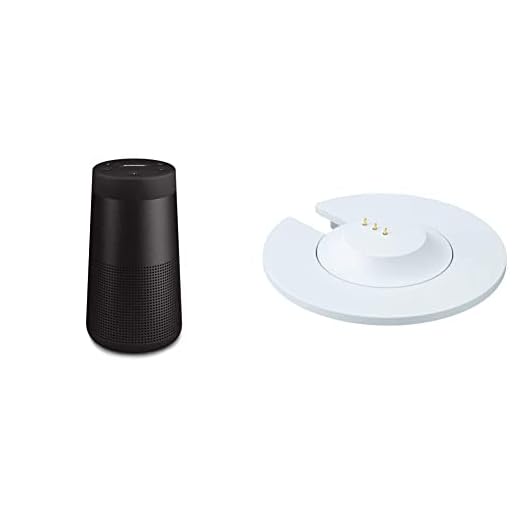 Bose SoundLink Revolve (Series II) Portable Bluetooth Speaker – Wireless Water-Resistant Speaker with 360° Sound, Black & Portable Home Speaker Charging Cradle, Silver