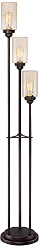 Franklin Iron Works F12058 05-2731-68 Libby Modern Industrial Tree Floor Lamp Standing 66 Inch Tall Oiled Bronze Metal 3-Light Amber Seedy Glass thumb #4