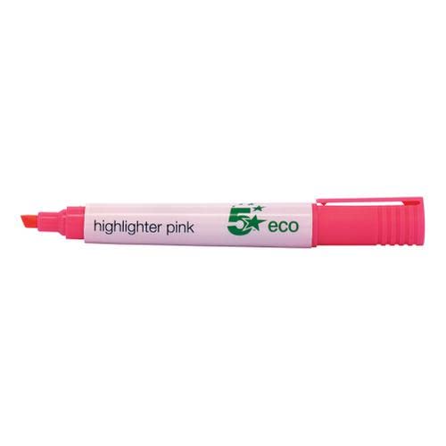 Finchley 5 Star Eco Highlighter Chisel Tip 1-5mm Line Pink [Pack 10]+ free refill pen (4)