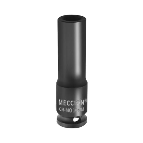 Image of Meccion 3 /8 Inch Drive Impact Socket 10mm Metric, 6 Point Cr-Mo Deep Socket, 63mm Length