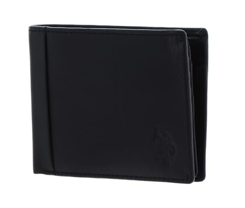 Porte-monnaie Carrick U.S. Polo Assn. portefeuille horizontal noir en cuir véritable