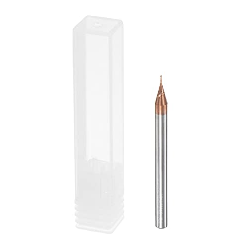 Image of uxcell Square Nose End Mill, 0.5mm Solid Carbide AlTiSin Coated Long Reach CNC Router Bits 2 Flutes Milling Cutter with Extended Neck, 2mm Cutting Length 4mm Shank