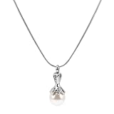 Ipetboom Collar Colgante de Urna de Acero Inoxidable para Mujer, Collar de Cremación Cristal para Cenizas, Diseño de Flor de Loto Abierto, Color Plateado, Joyería Conmemorativa para Uso