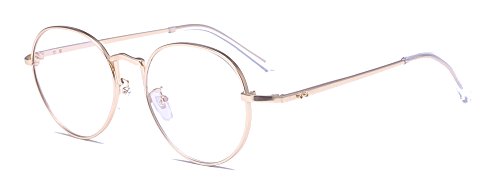 ALWAYSUV Runder Rahmen Hohe Brücke Klare Gläser Goldener Rahmen Klassische Vintage Gläser, Dekorative Gläser, Gold