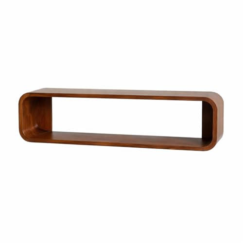 Image of Solid Sheesham Wooden Wall Shelves for Home Library | Display Unit | Sheesham Wall Mount Shelf, Book Storage Rack for Living Room, Bedroom | (Honey)