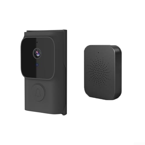 Eawfgtuw Sonnette sans fil avec caméra vidéo WiFi avec communication bidirectionnelle et vidéo haute définition, pour sonnette sans fil Tuya Outdoor Home (Noir)