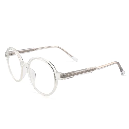 Image of Round Blue Light Blocking Glasses Men Women Acetate Optical Eyewear Frame Non Presription Clear Lens