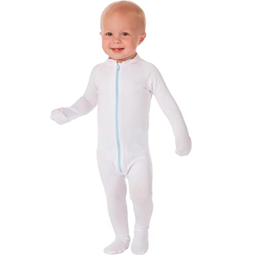 Wrap-E-Soothe Eczema Clothing for Toddlers - White Long Sleeve Bodysuit for Young Kids - Itch Relief, Ultra-Soft, and Eco-Friendly No Zinc or Dyes (9-12 Months)