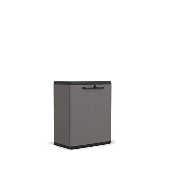 Keter Più Kunststoffschrank, niedrig, anthrazit/schwarz, 68 x 39 x 83 cm
