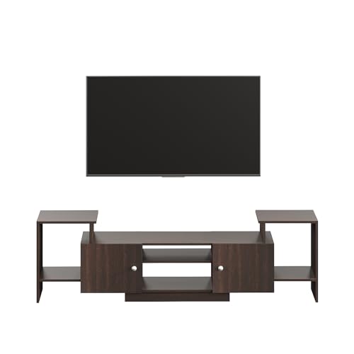 Image of FURNEASER Eptimal Engineered Wood TV Entertainment Unit for 75 Inch TV | Floor TV Stand & Cabinet with Shelves and Doors | Modern TV Unit (Wenge)