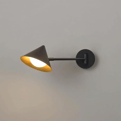 Image of Designer Cone Wall-Mounted Spotlight|Adjustable Arm Bedside Lamp for Ambient & Reading Lighting, Perfect for Bedroom, Office, Living Room, Hotels|Polished-Black
