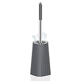 SetSail Toilet Brush, Compact Size Toilet Bowl Brush and Holder Toilet Brushes for Bathroom with Stainless Steel Handle Toilet Cleaner Brush with Durable Scrubbing Bristles, Grey