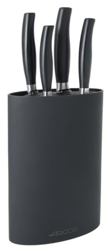 Arcos Forged Kitchen Knife Set 4 Pieces (Paring Knife + Kitchen Knife + Chef's Knife + Bread Knife) Nitrum Stainless Steel, Polypropylene POM Handle, Series Clara, Black Color