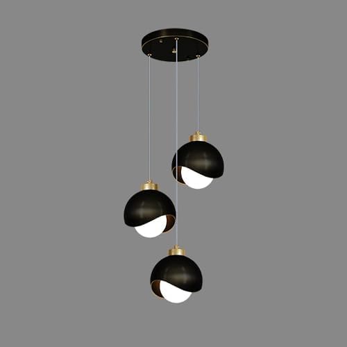 Suspension 3 lampes au design milieu du siècle, l'élégance du cuivre doré pour votre salon chic