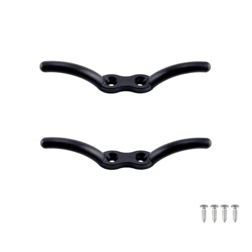 EEYAD Marine Grade 4-Inch Black Nylon Rope Cleats - 2-Pack with Mounting Screws