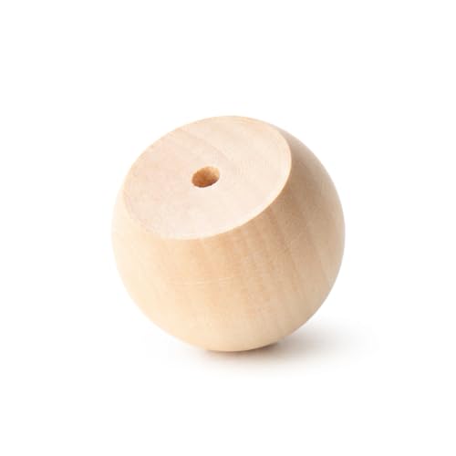 50 Pcs, 1-1/2" Wide Wooden Ball Knob/Doll Heads Flat 1-1/16" W/ 3/16" Hole Use Ks1250 Threaded Screws