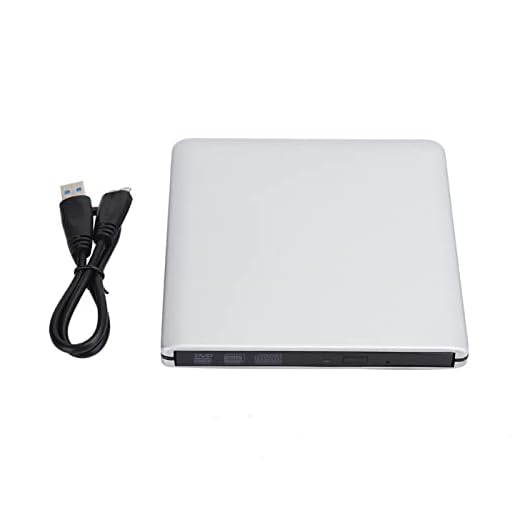 Extern DVD-enhet, USB 3.0 Slim Bärbar CD/DVD +/- RW-enhet/DVD-spelare för Bärbar Dator CD-ROM-brännare Kompatibel med Bärbar Stationär PC Windows för MacBook(Silver)