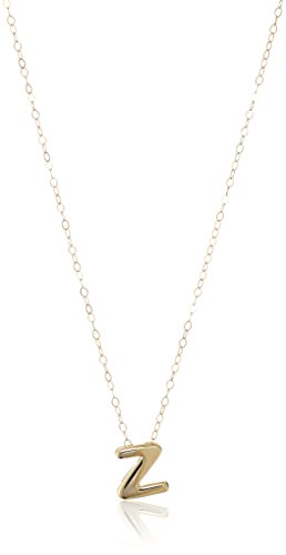 Amazon Collection 10k Yellow Gold Polished Small Initial Pendant Necklace, 17