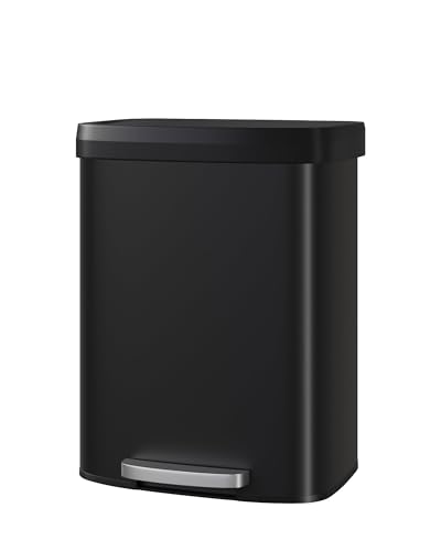 Caneca de basura rectangular 60L negra con tapa