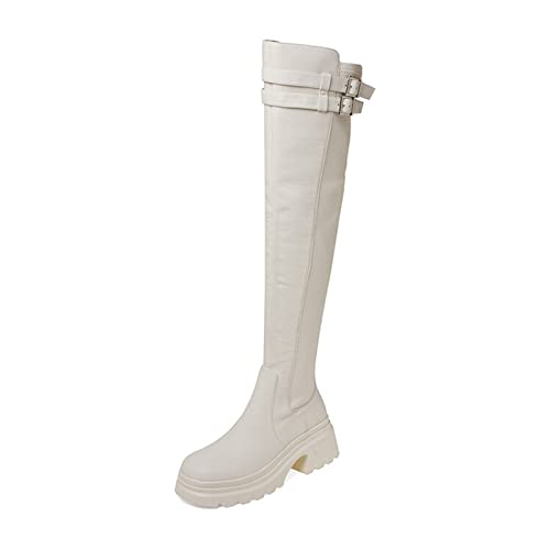 Bottes à semelles épaisses confortables et cuissardes stretch
