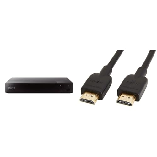 Sony BDPS1700B, Reproductor de BLU-Ray Disc, Negro, Taman;o Unico + Amazon Basics Cable HDMI 2.0 de Alta Velocidad Ultra HD, Compatible con formatos 3D y con Canal de Retorno de Audio, 0,9 m