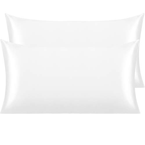 NTBAY 2 Pack Satin King Pillowcases for Hair and Skin Luxurious and Silky Pillow Cases with Envelope Closure 20x40 Inches White