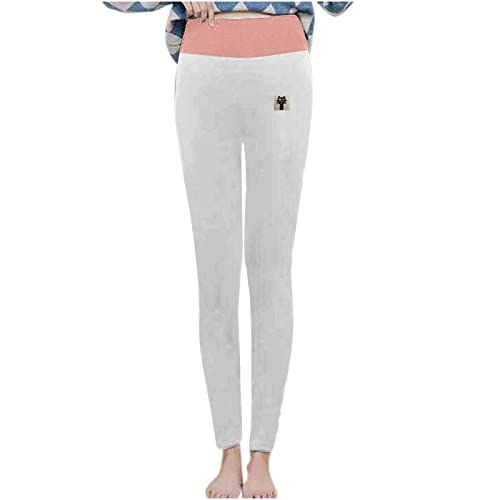 Narhbrg Fashion Fleece Lined Leggings Women With Pockets Thermal Velvet Tummy Control Yoga Pants Winter High Waisted Tights Pant Gray #TOP29