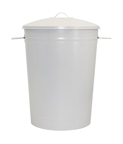Bote de basura redondo con tapa 13 galones acero galvanizado beige miniatura 2