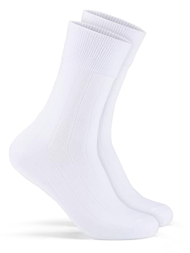Forony Mens Dress Socks Bamboo Rayon Size 8-13 Anti Odor Quick Dry Ribbed 1 Pack White
