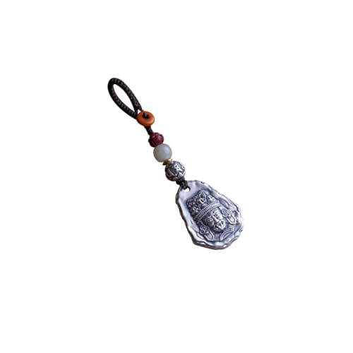 ADERFETBI Llavero Dios de la Riqueza Colgante de Plata Vintage joyería Llavero de Coche Colgante de Bolso, Colgante de Mochila Llavero portátil Decoración Llavero Coche