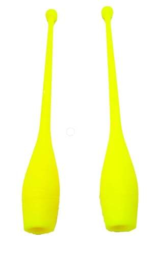 Amarillo mazas para los pequeños 2 x (36cm) (83g) Pesas para Mujeres Bastones de Gimnasia de Baile, Mazas, Palos de rítmica, rítmica de Principiantes (5 a16)