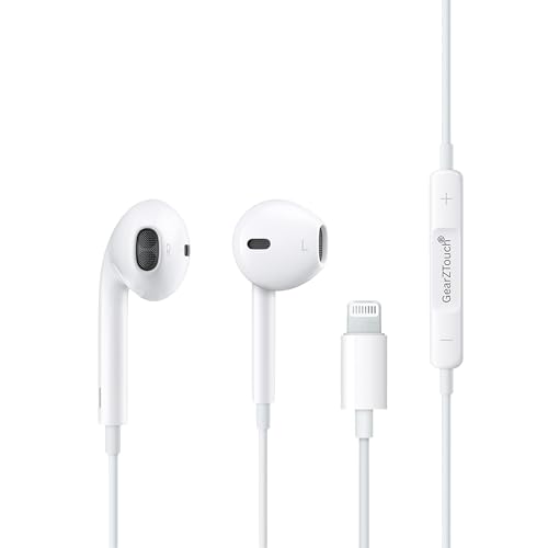 Image of iSHOT Wired Earphones with HD Mic for iPhone, Active Noise Cancellation, in-Ear Silicone Design, 1.2M Cable, Button Control, Water Resistant Compatible with Phone 11 /12 /13 /14 /15- White
