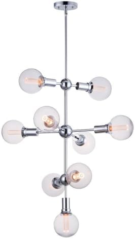 Maxim Lighting 11349PC/BUL-G40-CL Molecule-31.5W 9 LED Entry Foyer Pendant-27 Inches Wide by 33 inches high, Finish Color: Polished Chrome, Glass Color: Clear