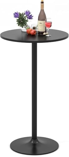 Image of Giantex Two-in-one Bar Table with Detachable Pole, Metal Base, 24 inch Round Top, 40 inch /22 inch Two Convertible Height, Cocktail Table, Coffee Table, Pub Table for Dining Room, Restaurant, Kitchen (1, Black)