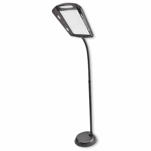 EUROtops LED-Maxi-Lupe mit Standfuß – 3-Fach Vergrößerung, XXL-Sichtfeld, Flexible Lesehilfe mit LED-Beleuchtung, höhenverstellbar bis 160 cm, ideal zum Lesen und Basteln
