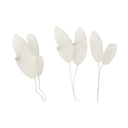 O'Creme White Gumpaste Alstroemeria Leaves, Sugar-Flower Leaves - Edible Flowers for Cake Decorating - Sugar Paste Flower Decorations for Cakes, Cupcake Toppers - 3 sizes, 6 of each size, = 18 pieces