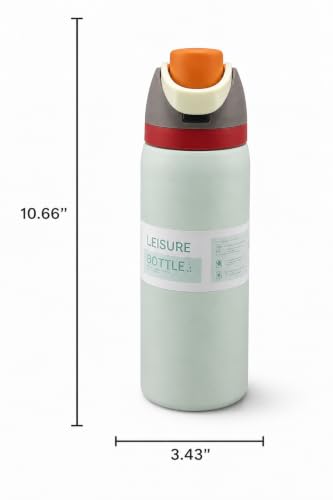 Image of HomeCloud 1200ML Stainless Steel Water Bottle - Double-Wall Vacuum Insulated, Leakproof Straw Lid, BPA-Free Reusable Travel Flask with Two-Way Spout for Gym, Office & Outdoor Use (S Mint Grey)