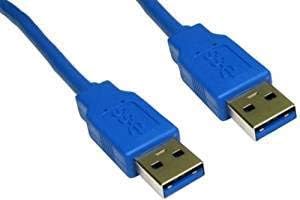 rhinocables USB 3.0 A to A Male Cable Flat Plug End Superfast Data Transfer Sync Wire for External Hard Drive Enclosures, DVD, Blu-ray, PC, Laptop 'Black, 1m'