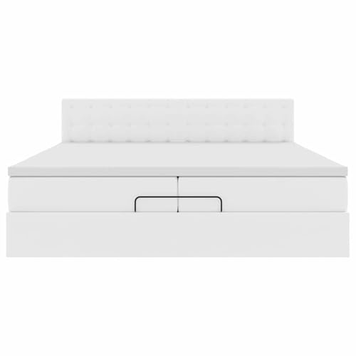 Fasba Ottoman-Bett mit Matratzen Weiß 200x200 cm Kunstleder, Polsterbett Doppelbett Stilvolles Funktionsbett mit hydraulischem Stauraum3311324 – Bild 8