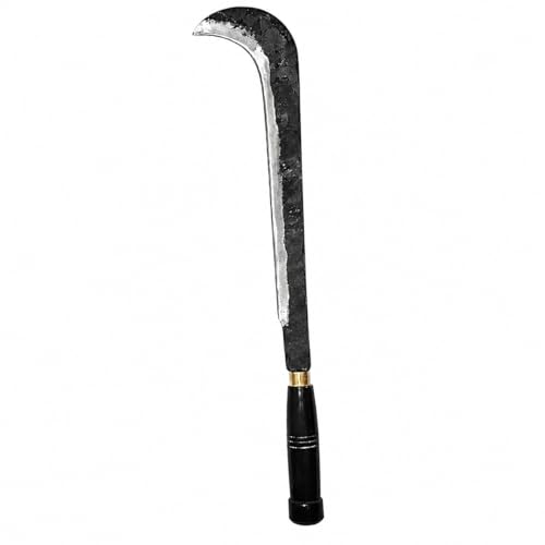 Image of Grass Cutter Sickle (Pullu Veeshi) - Heavy Duty Hand Forged High Carbon Steel Blade with Wooden Handle | Multipurpose Agriculture Tool for Grass, Weed & Farming Use