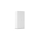 Rauch Möbel Hamilton, Kleiderschrank, Schrank, Garderobe, Organizer, 2-türig, Farbe Weiß, Stangengriff Weiß, 93x194x54cm