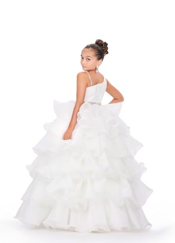 Pageant Dresses for Girls One Shoulder Dress Organza Ruffles Poof Party Dress for Girls Ball Gown3