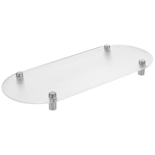 GALPADA Bandeja Decorativa de Acrílico para Organizar Joyas y Cosméticos Diseño a Rayas y Patas Plateadas para Almacenamiento en Tocador o Exhibición en Casa