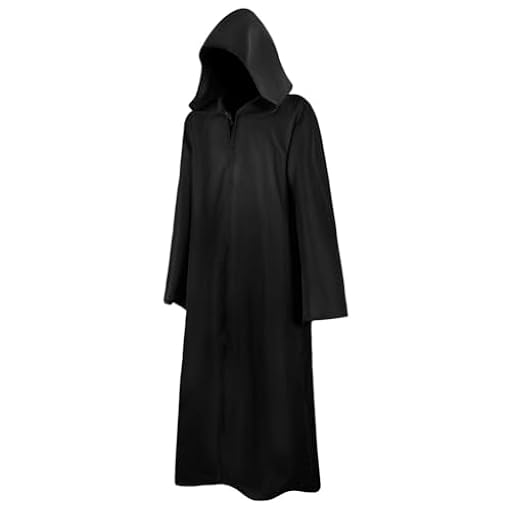 AOOWU Capa Negra con Capucha para Adultos, Túnica Jedi Unisex, Deluxe Medieval Cosplay, Capa de Vampiro para Carnaval, Pascua, Fiestas, Halloween, Disfraz (M) | Ya disponible en tu tienda friki favorita! En mundofriki.es!