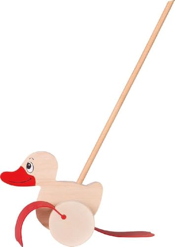 Canard jouet à pousser Goki en bois robuste pour bébé marcheur
