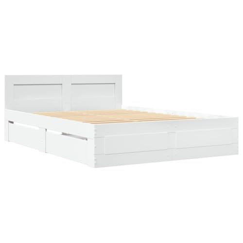 vidaXL Estructura Cama con cabecero Madera ingeniería Blanco 120x190cm