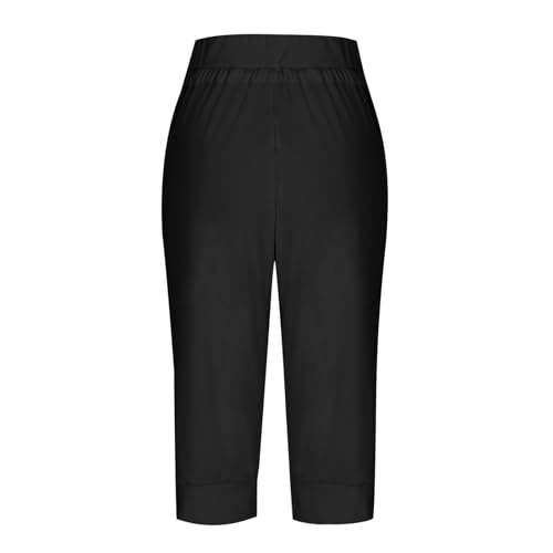 Capri Pants for Women,High Waisted Drawstring Joggers Stretch Lightweight Casual Hiking Pant Capri with Pockets3