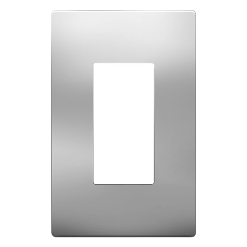 Image of LIDER Decorator Metal Wall Plate, Temperature and Impact Resistant, Screwless Cover, Modern Decoration Upgrade, Mid-Size 1-Gang 4.88 inch x 3.11 inch, UL Listed, Stainless Steel, Polished Chrome, 1-Pack