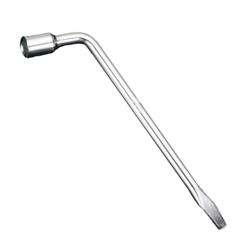 UHANBUT 17mm Car Spare Tire Lug Wrench, L Type Automotive Tire Replacement Tool with Hexagon Slotted End, Universal Steel Vehicle Socket Repair Accessories for Jack (17mm)